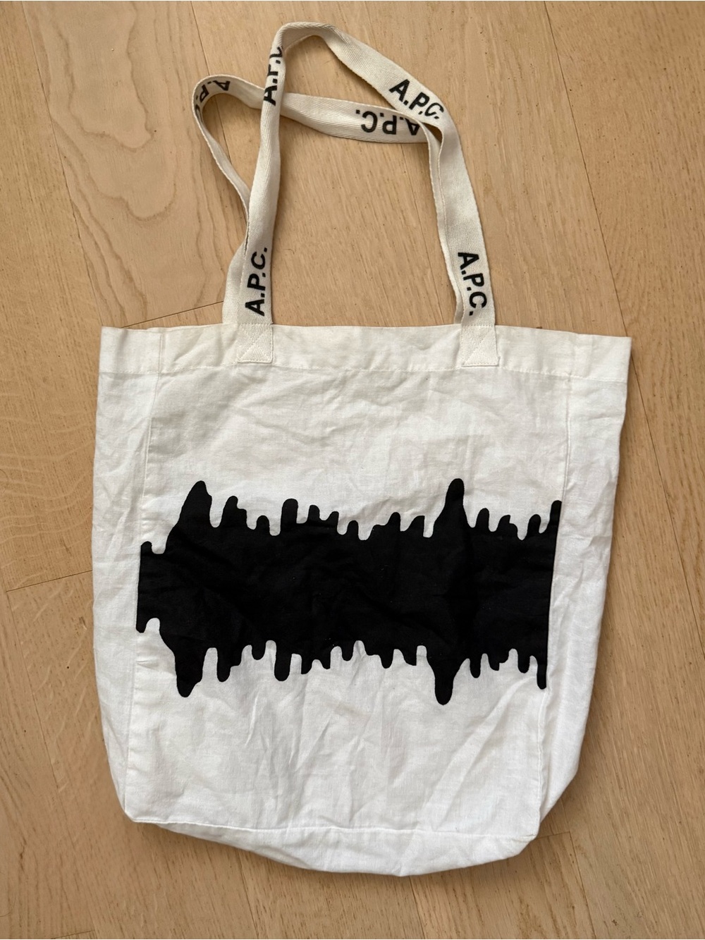 A.P.C. Black and White Graphic Cotton Tote Bag Y2K EUC